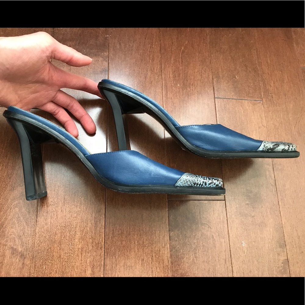 Leather western square toe snakeskin toe mule heel - Picture 7 of 14